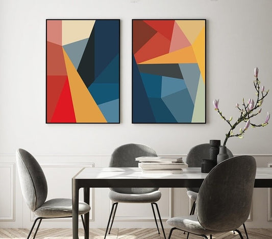 Modern Geometric Triptych Wall Art set of 3 Pcs