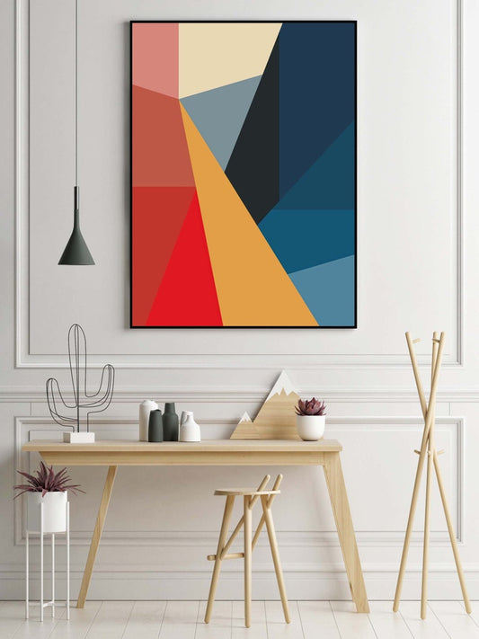 Abstract Geometric Color Block Wall Frame Set of 3