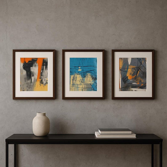 Urban Expressionist Abstract Wall Art - Set of 3 Wall Frames