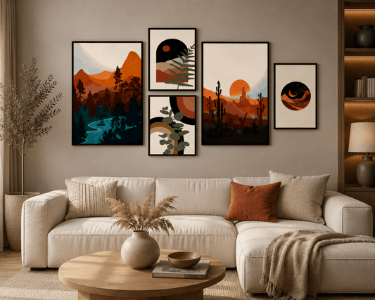 Modern Desert Wall Frames – Set of 5