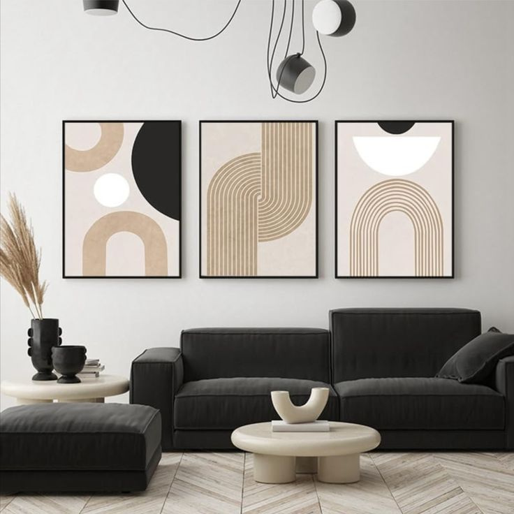 Minimalist Nordic Rainbow Arch Triptych- Set of 3