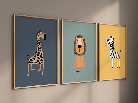 Safari Friends Trio Art Print Set of 3