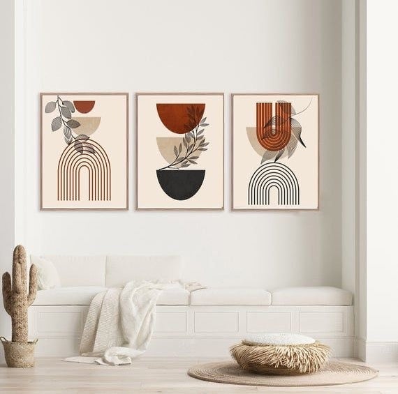 Minimalist Botanical Abstract Wall Frame Set of 3