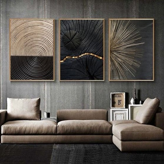 Modern Black & Gold Wall Frame Set of 3
