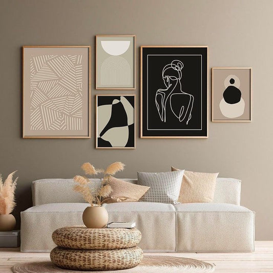 Minimalist Abstract Line Art Wall Frame Set of 5