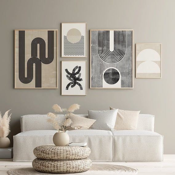 Minimalist Abstract Line Art Wall Frame Set of 5