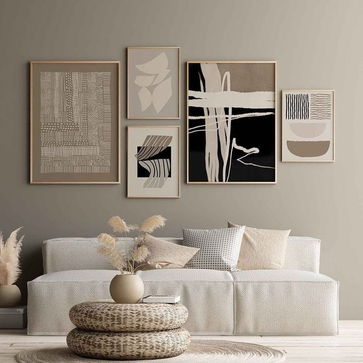 Modern Minimalist Abstract Art Wall Frame Set of 5