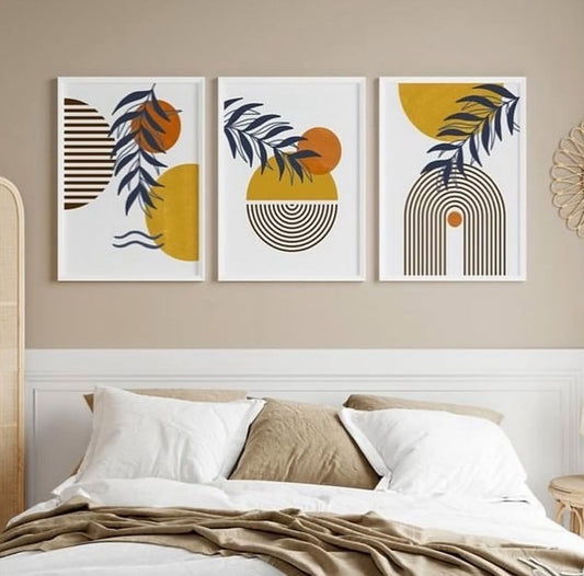 Boho Abstract Geometric Wall Art Set of 3
