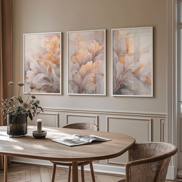 Blush Bloom Abstract Floral Wall Frame Set of 3