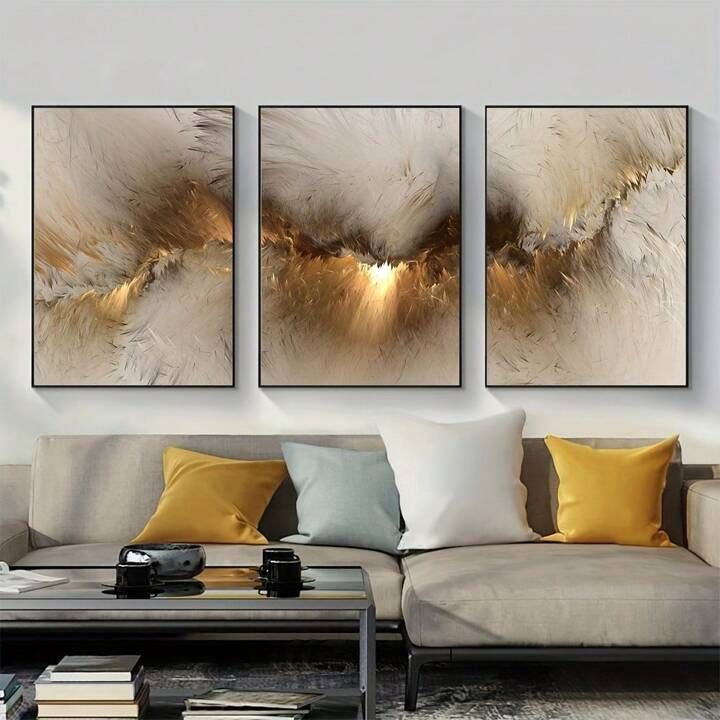 Luxury Abstract Gold Textured Wall Frame Set of 3