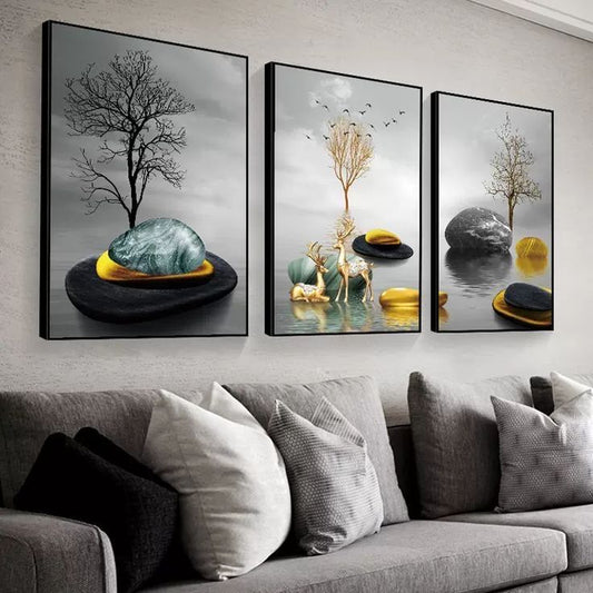 Modern Abstract Triptych Wall Art Set of 3