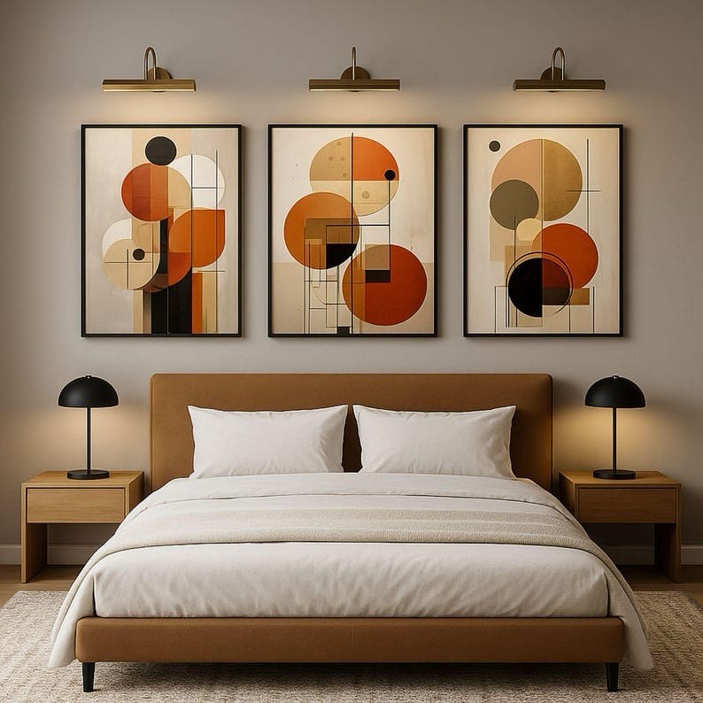 Modern Geometric Triptych Wall Art set of 3