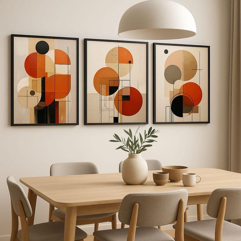 Modern Geometric Triptych Wall Art set of 3