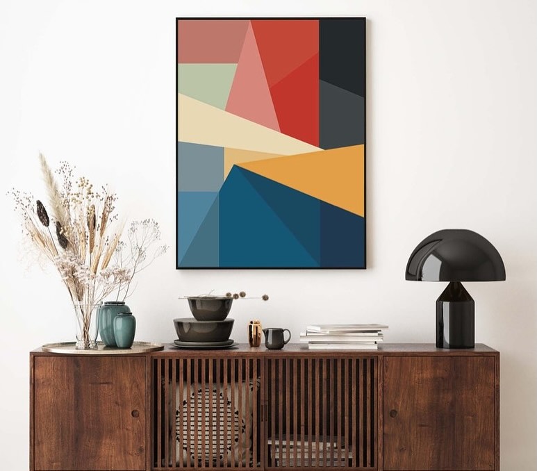 Modern Geometric Triptych Wall Art set of 3 Pcs