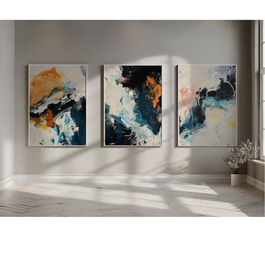 Abstract Brush Stroke Wall Frame Set of 3