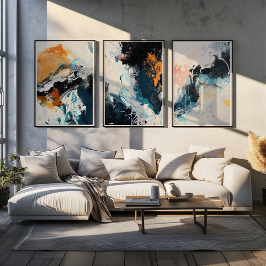 Abstract Brush Stroke Wall Frame Set of 3