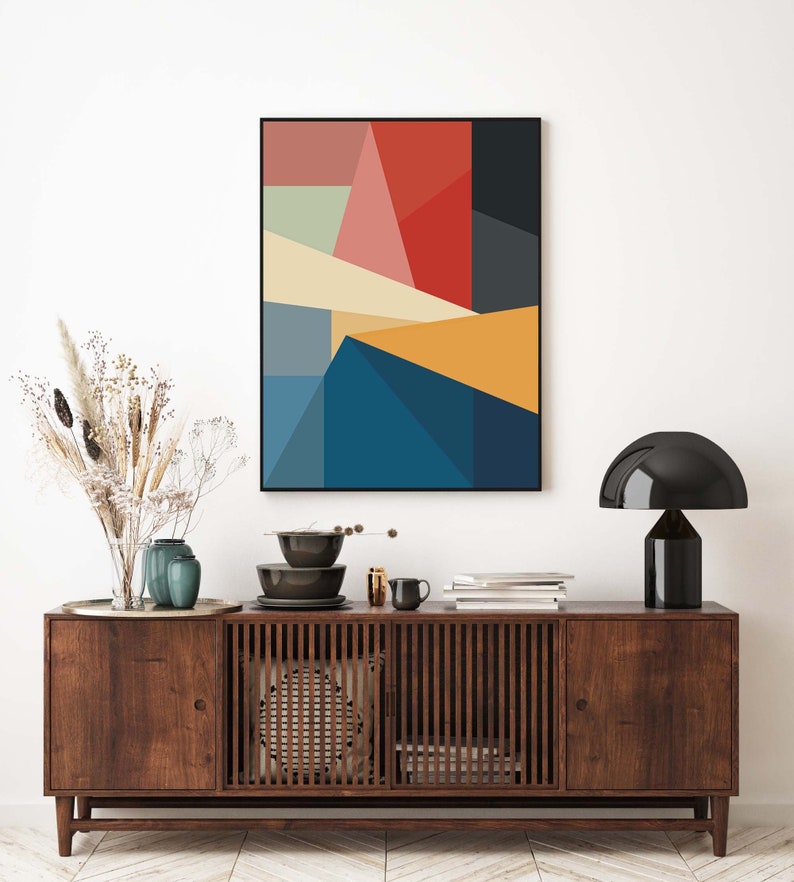 Abstract Geometric Color Block Wall Frame Set of 3