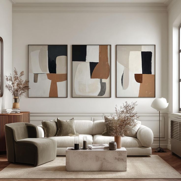 Abstract Terracotta Wall Art Set of 3