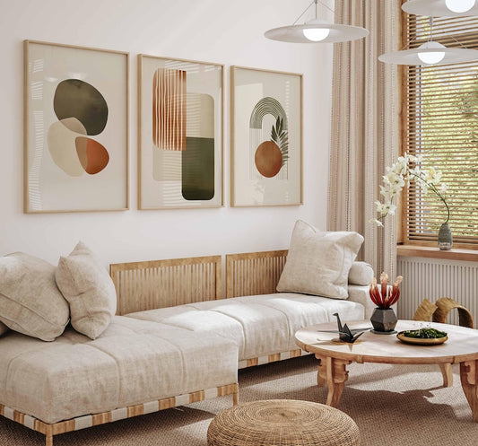 Boho Botanical Abstract Wall Art Set