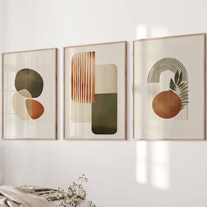 Boho Botanical Abstract Wall Art Set