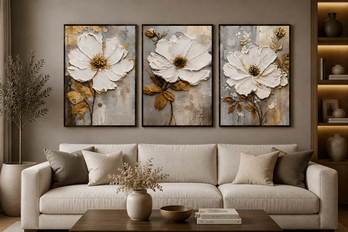 Elegant White Floral Wall Frames