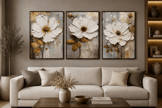 Elegant White Floral Wall Frames