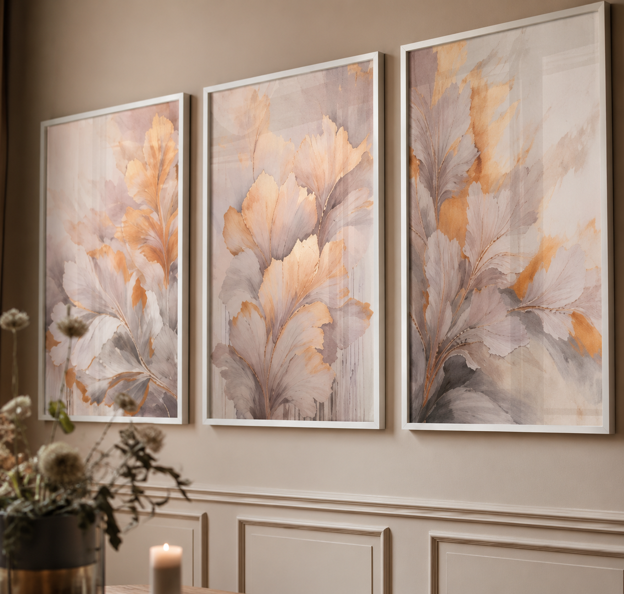 Blush Bloom Abstract Floral Wall Frame Set of 3