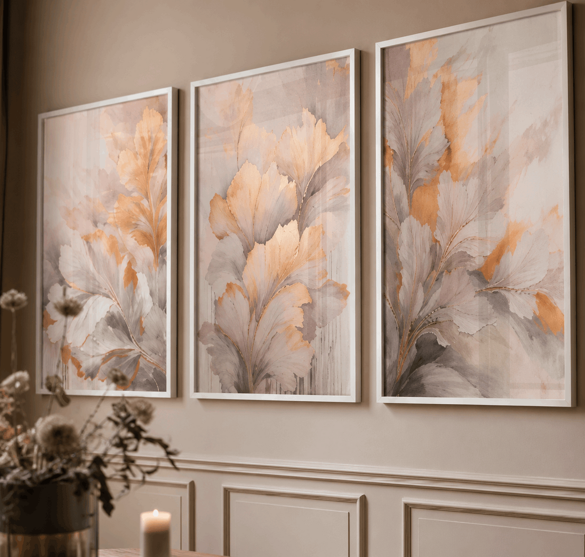 Blush Bloom Abstract Floral Wall Frame Set of 3