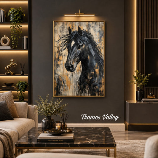 Black Horse Wall Art | Luxury Horse Framed Art