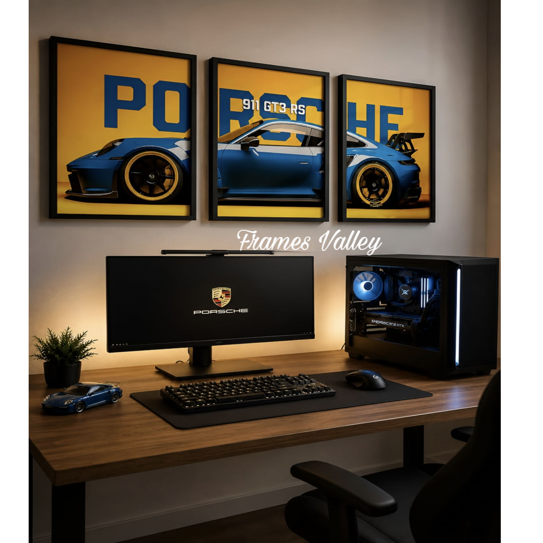 Porsche 911 GT3 RS Car Wall Art for Office and Gaming Room