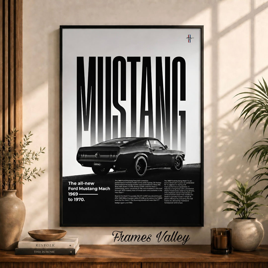 Vintage Mustang Car Wall Art Frame