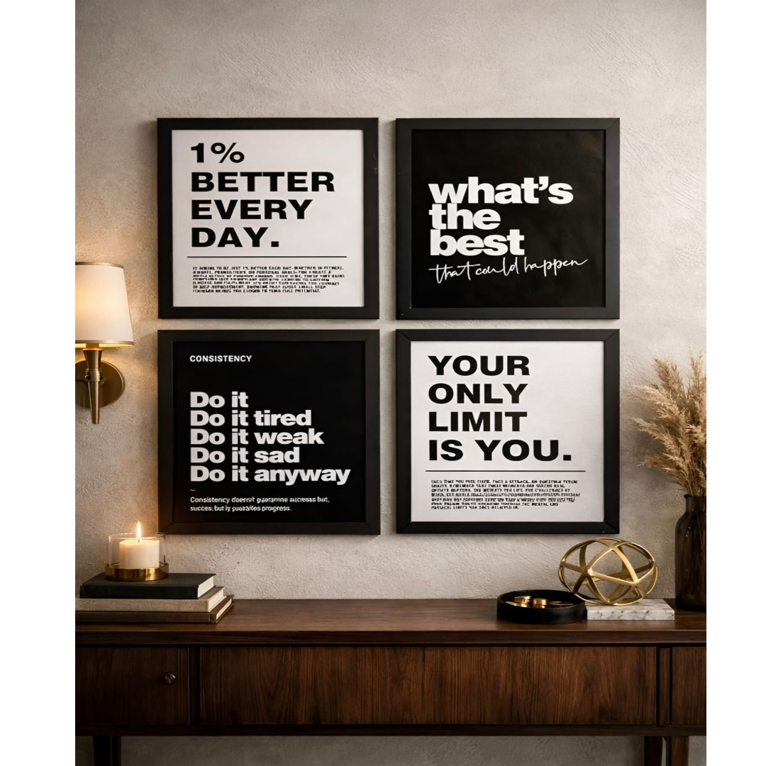1% Better Every Day Motivational Wall Art 4 Pcs – For Office