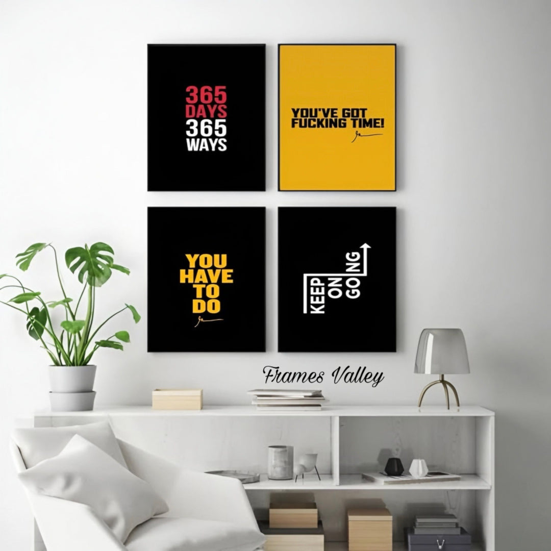 Motivational Quote Wall Art Frames – Set of 4