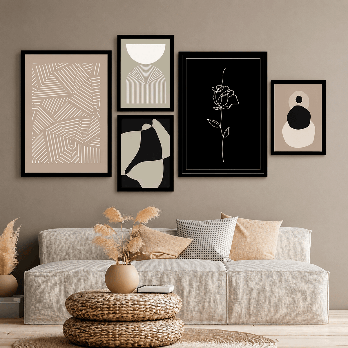 Neutral Boho Gallery Wall Print Set of 5