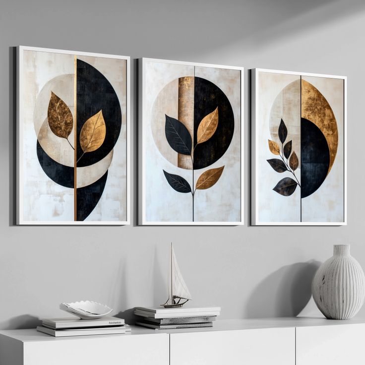 Luxury Abstract Botanical Wall Art Set of 3
