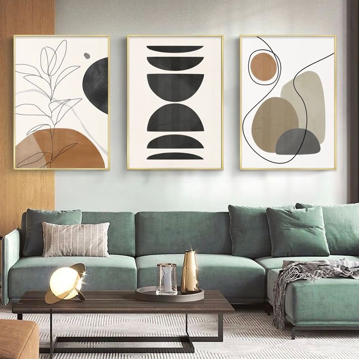 Botanical Line Abstract Art- Set of 3