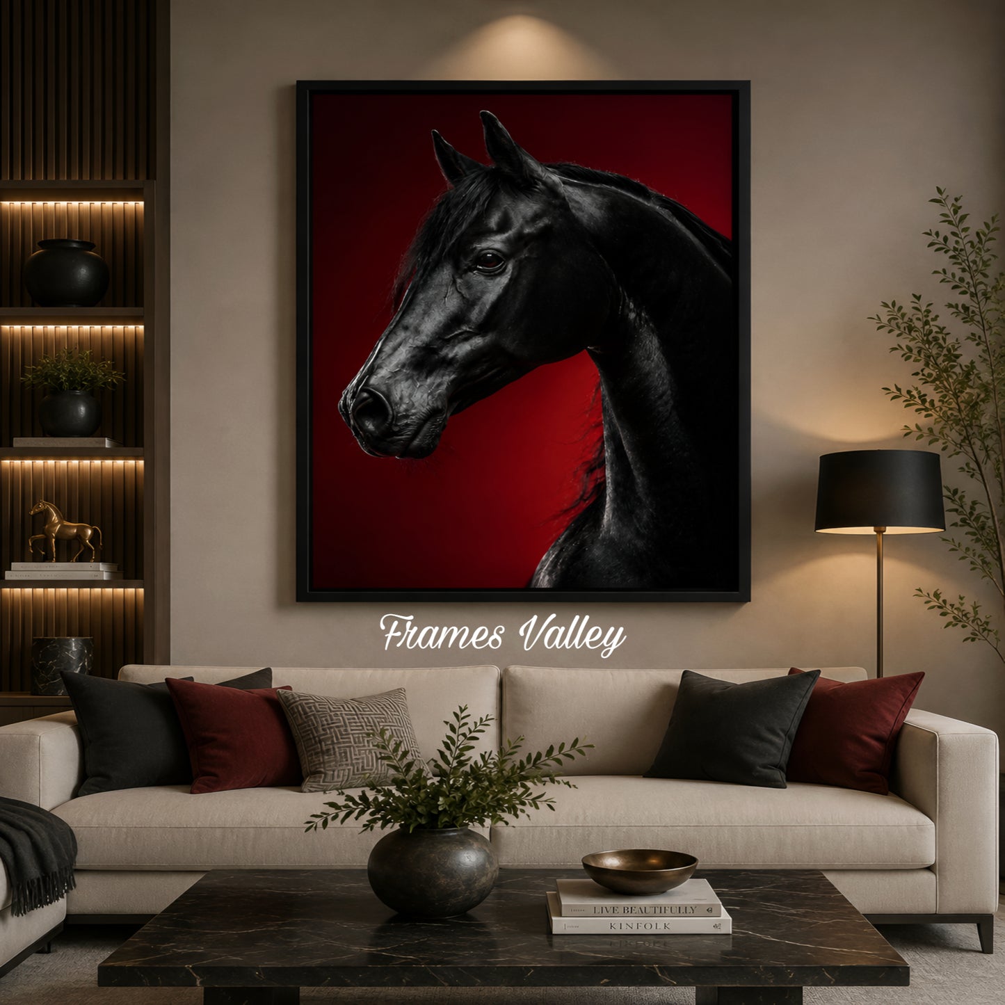 Majestic Black Horse Wall Frame