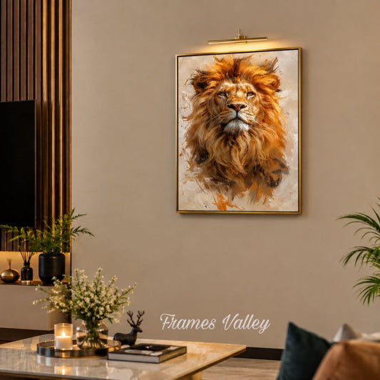 Majestic Golden Lion Wall Frame