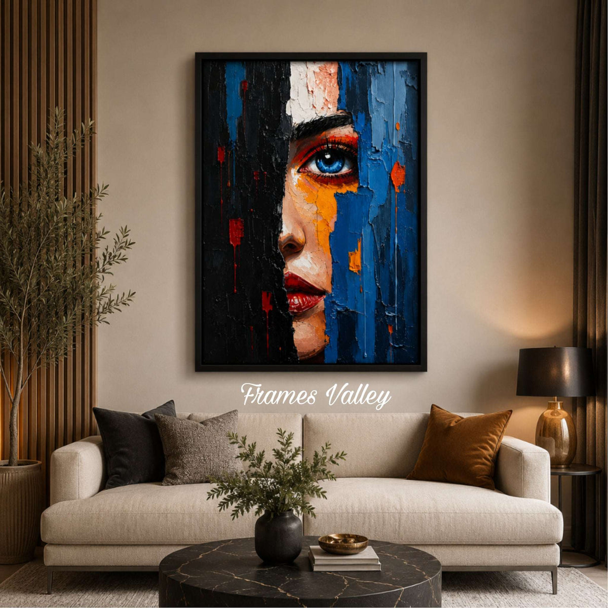 Abstract Face Digital Painting Wall Frame