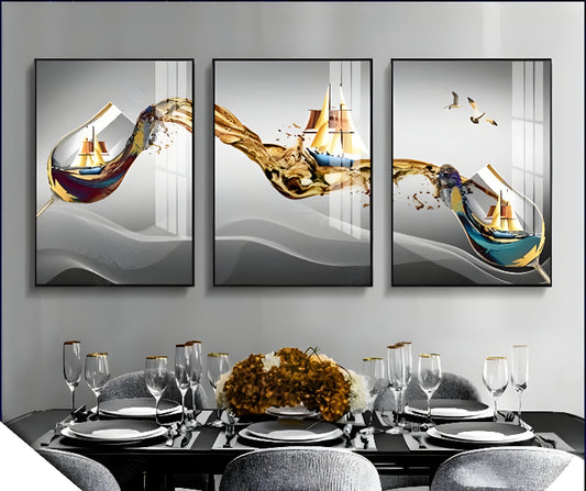 Luxury Abstract Gold Textured Wall Frame Set of 3