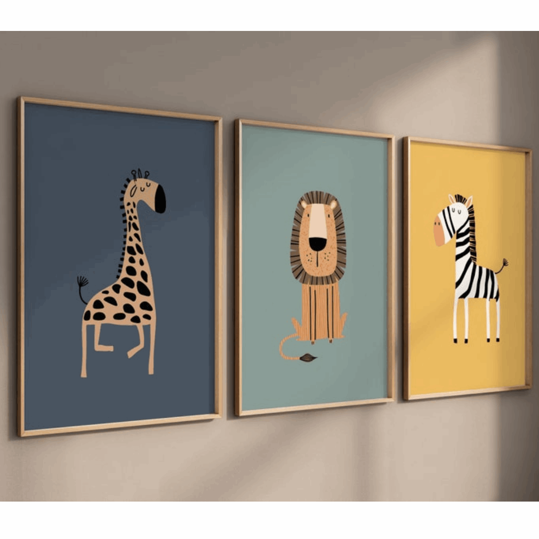 Safari Friends Trio Art Print Set of 3