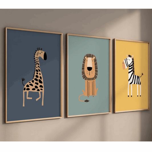 Safari Friends Trio Art Print Set of 3
