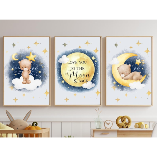 Midnight Moon & Stars Teddy Bear Set