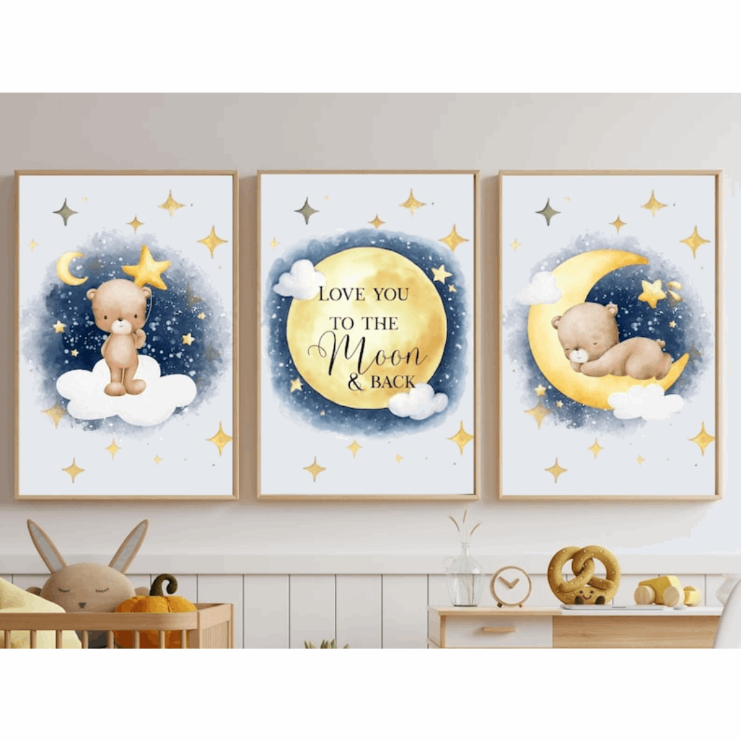 Midnight Moon & Stars Teddy Bear Set