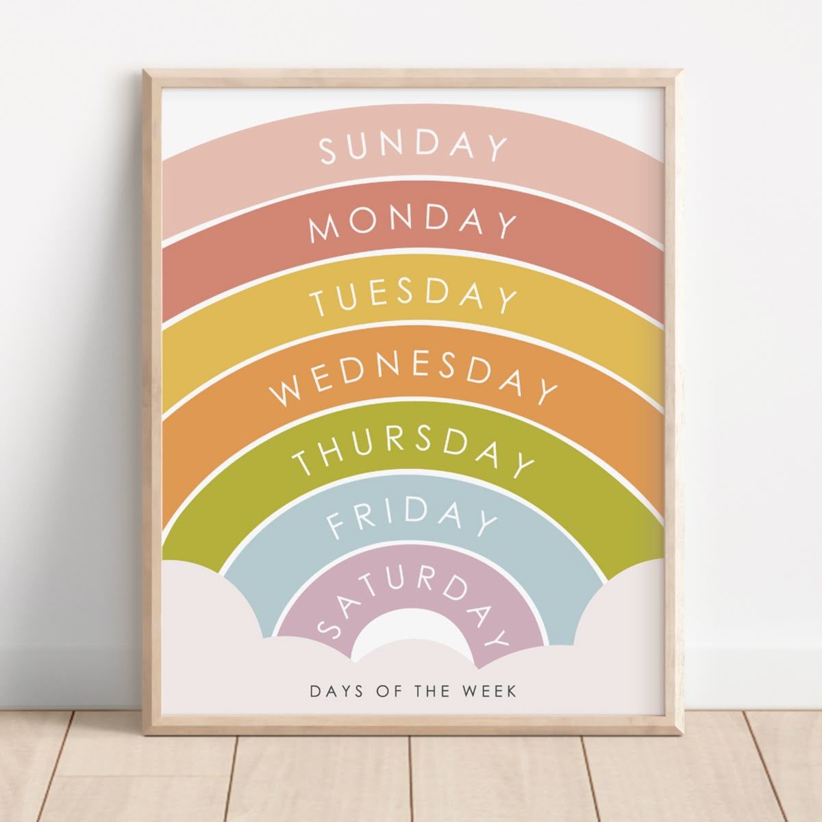 Kids Days of the Week Rainbow Educational Wall Frame