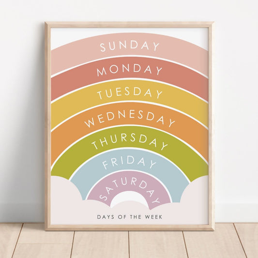 Kids Days of the Week Rainbow Educational Wall Frame