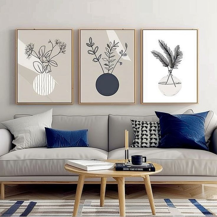 Minimalist Floral Vase Prints Wall Art Set of 3