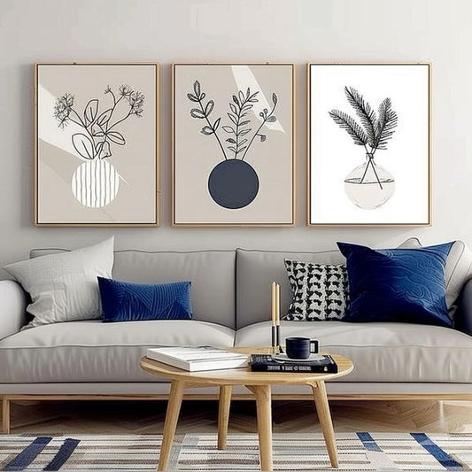 Minimalist Floral Vase Prints Wall Art Set of 3