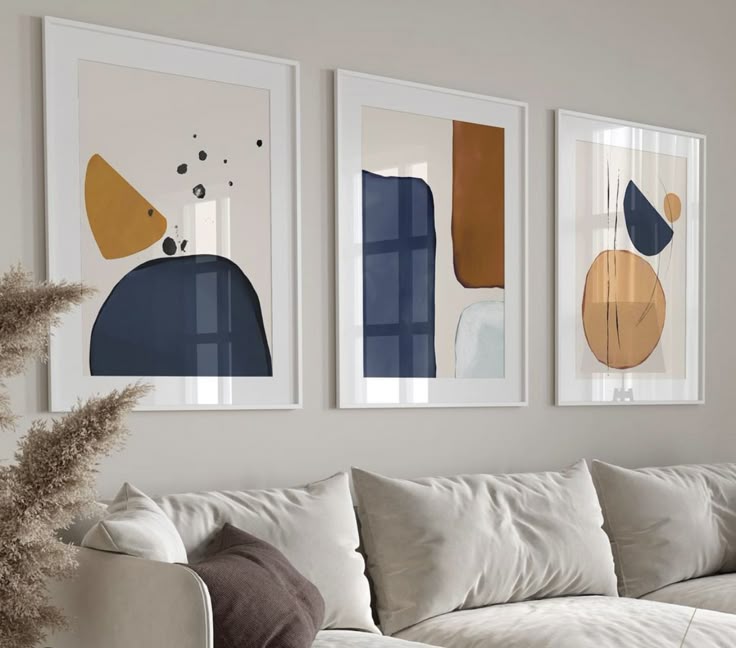 Modern Neutral Abstract Wall Art set of 3