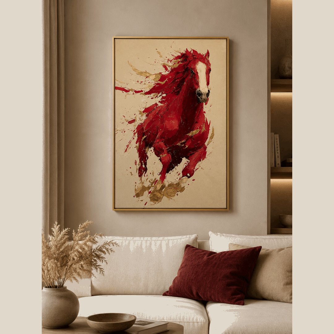 Red Horse Abstract Wall Frame
